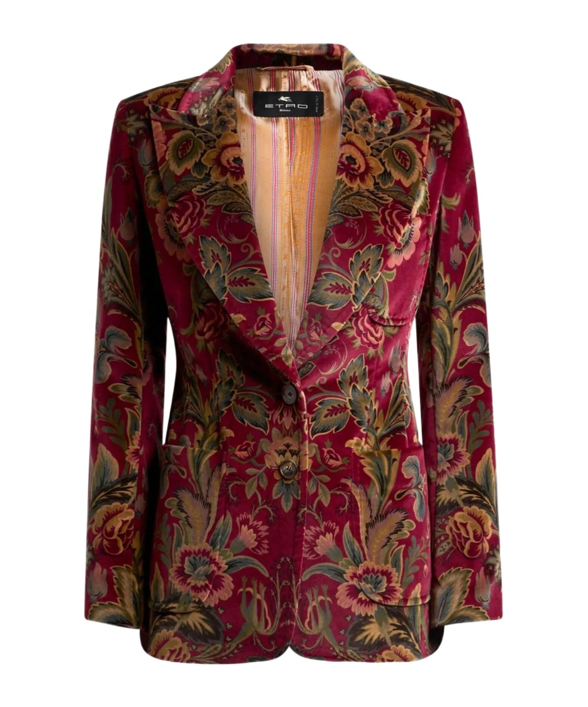 Etro Velvet Floral Pattern Long Sleeves Jacket In Multi