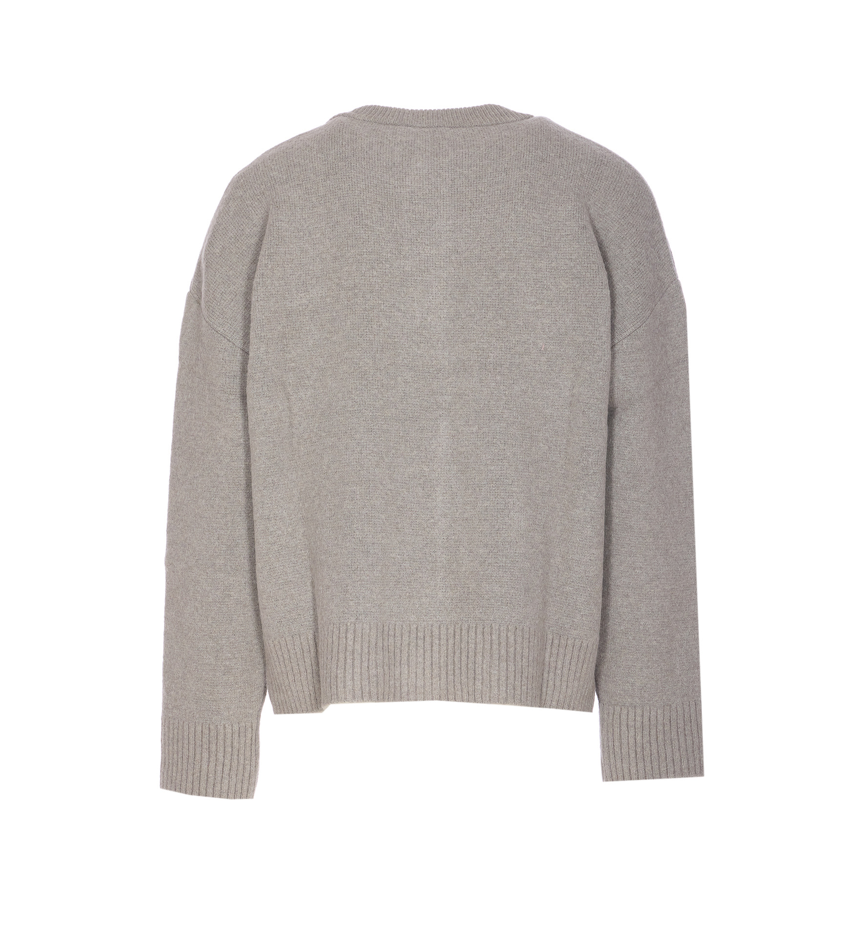 Ami Alexandre Mattiussi Oversized Crewneck Cardigan Front Pockets In Gray