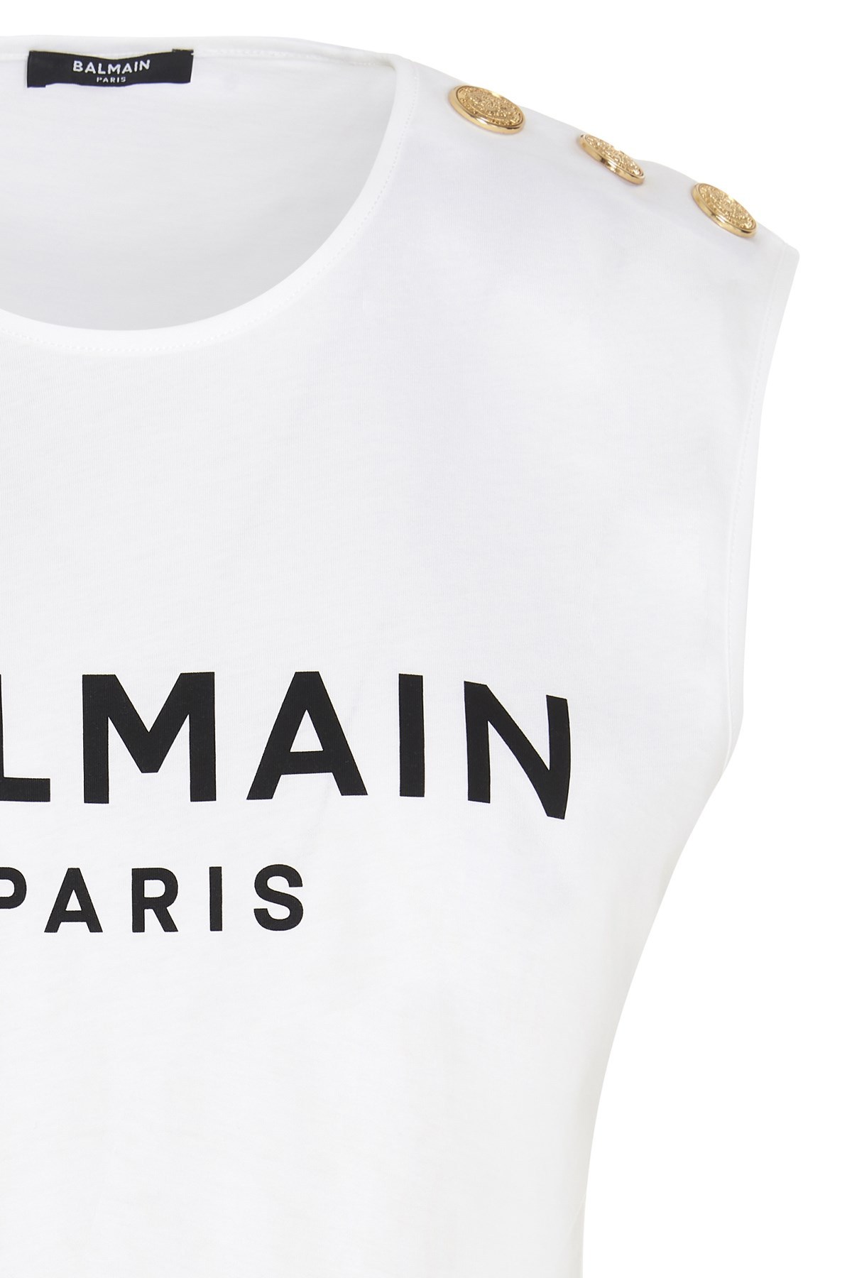 Balmain Logo Cotton Jersey Tank Top In White