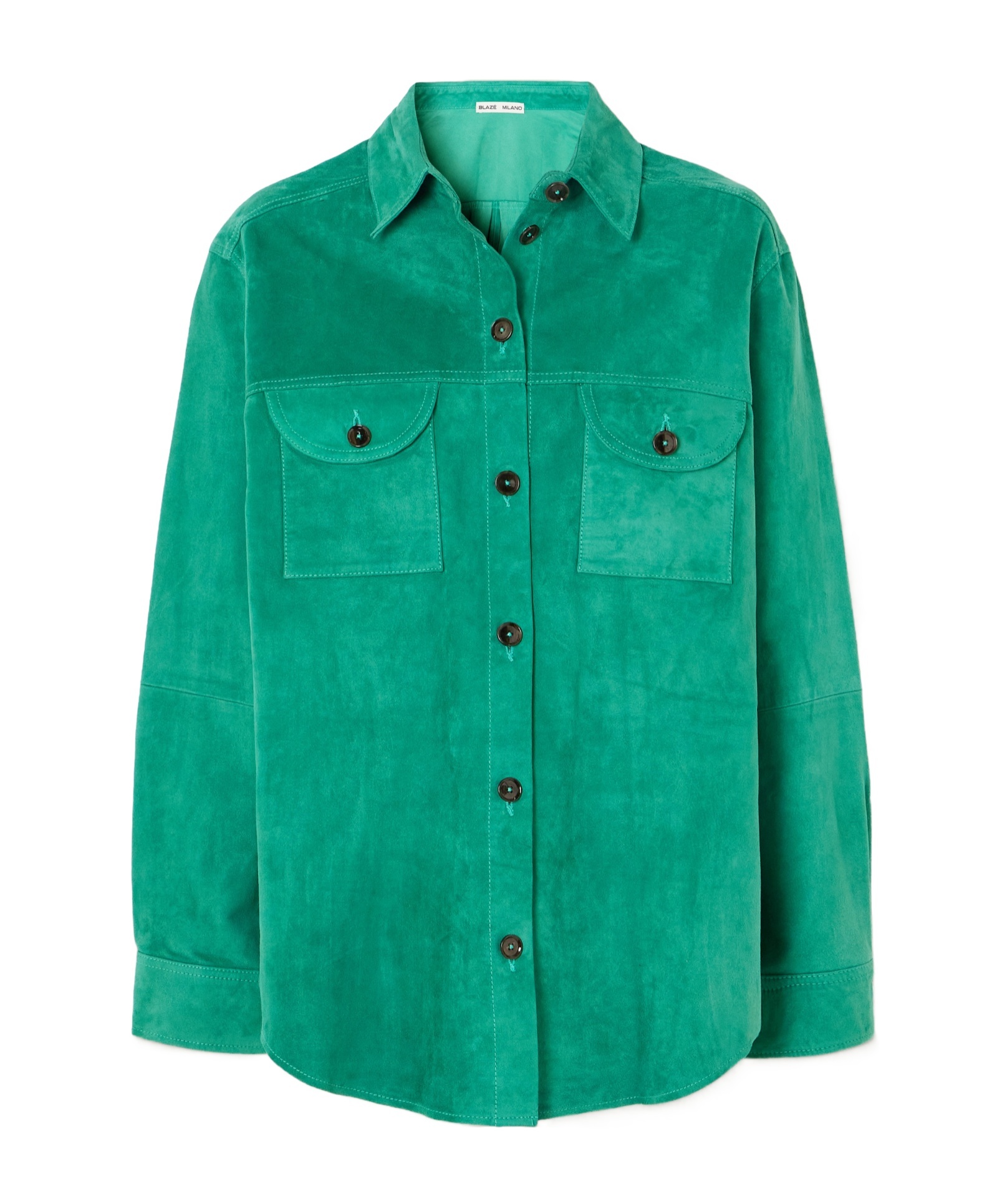 Blazé Milano Berber Suede Shirt In Green