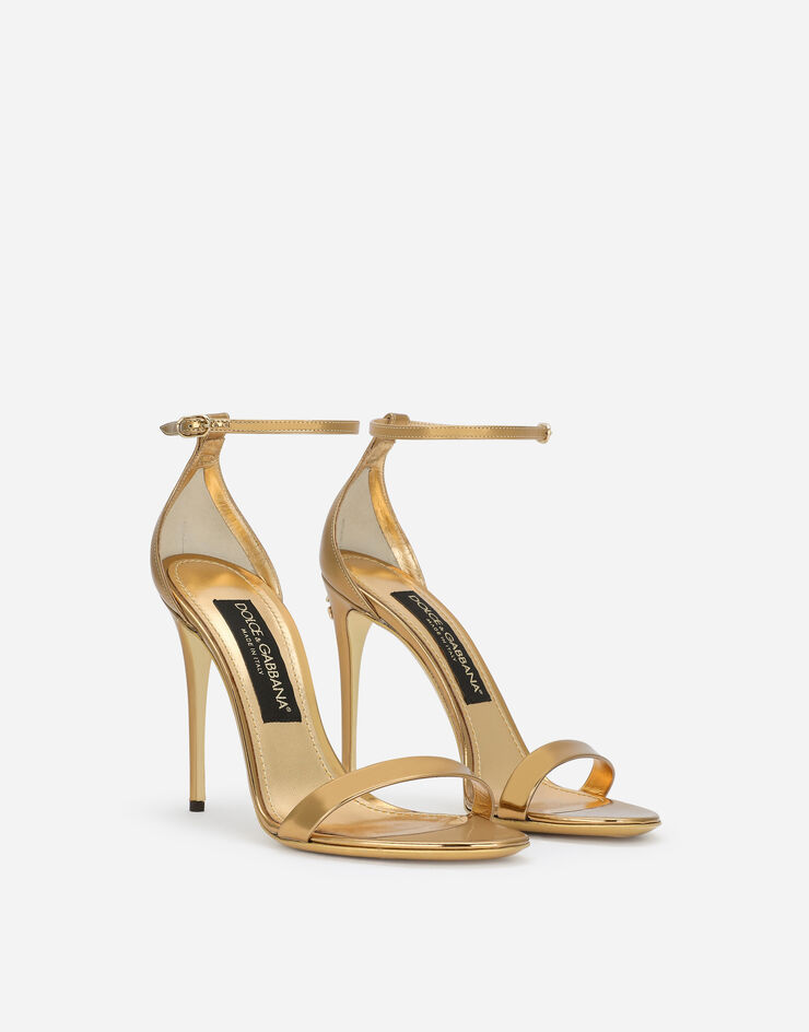 Dolce & Gabbana Keira Sandals In Gold Color Python Leather In Nude