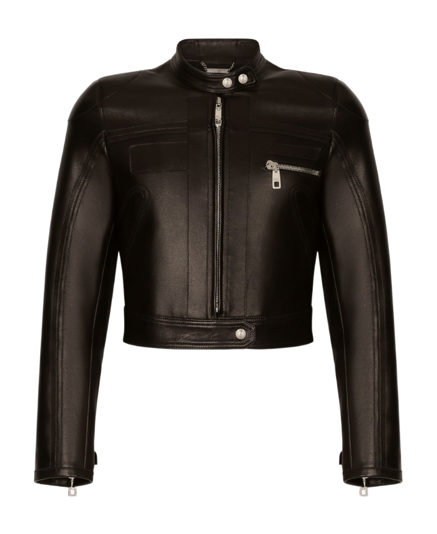 Dolce & Gabbana Nappa Leather Biker Jacket In Black