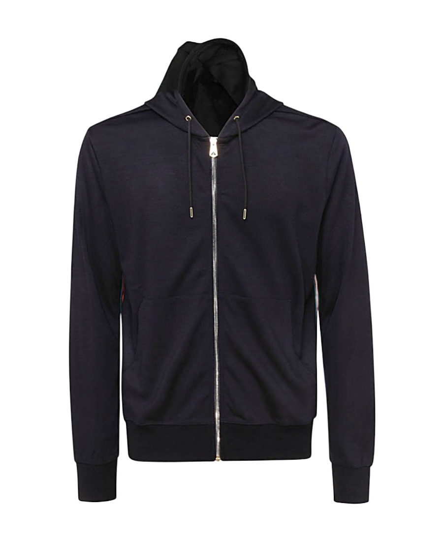 Paul Smith Fine-knit Zip-up Hoodie In Black