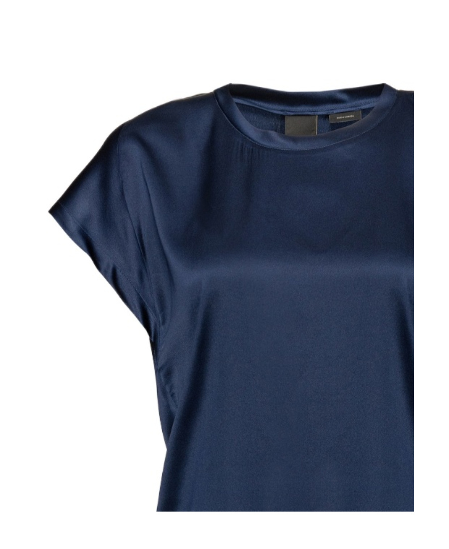 Pinko Short-sleeve Silk Blouse In Blue
