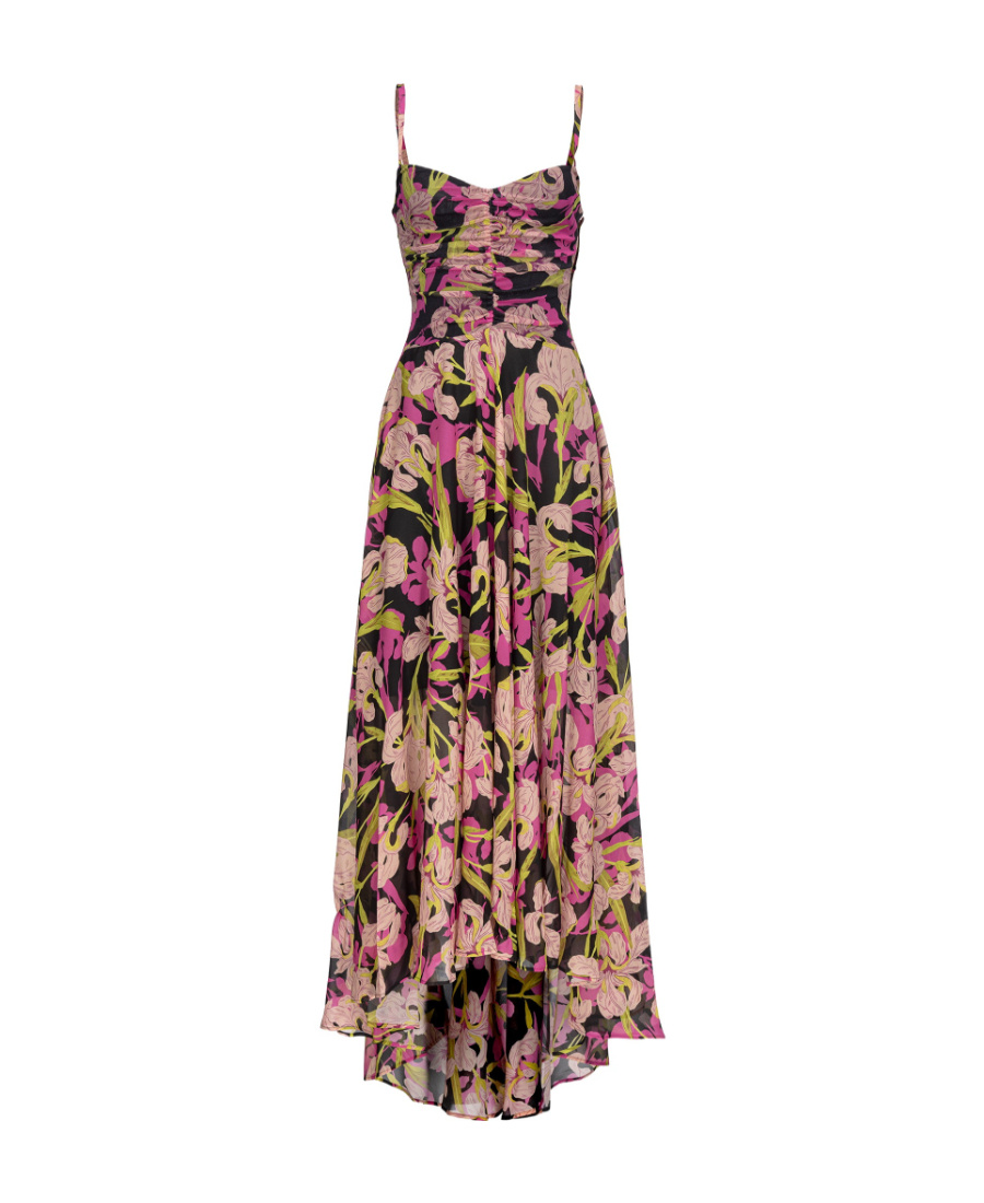 Pinko Floral-print Empire-line Midi Dress In Multi