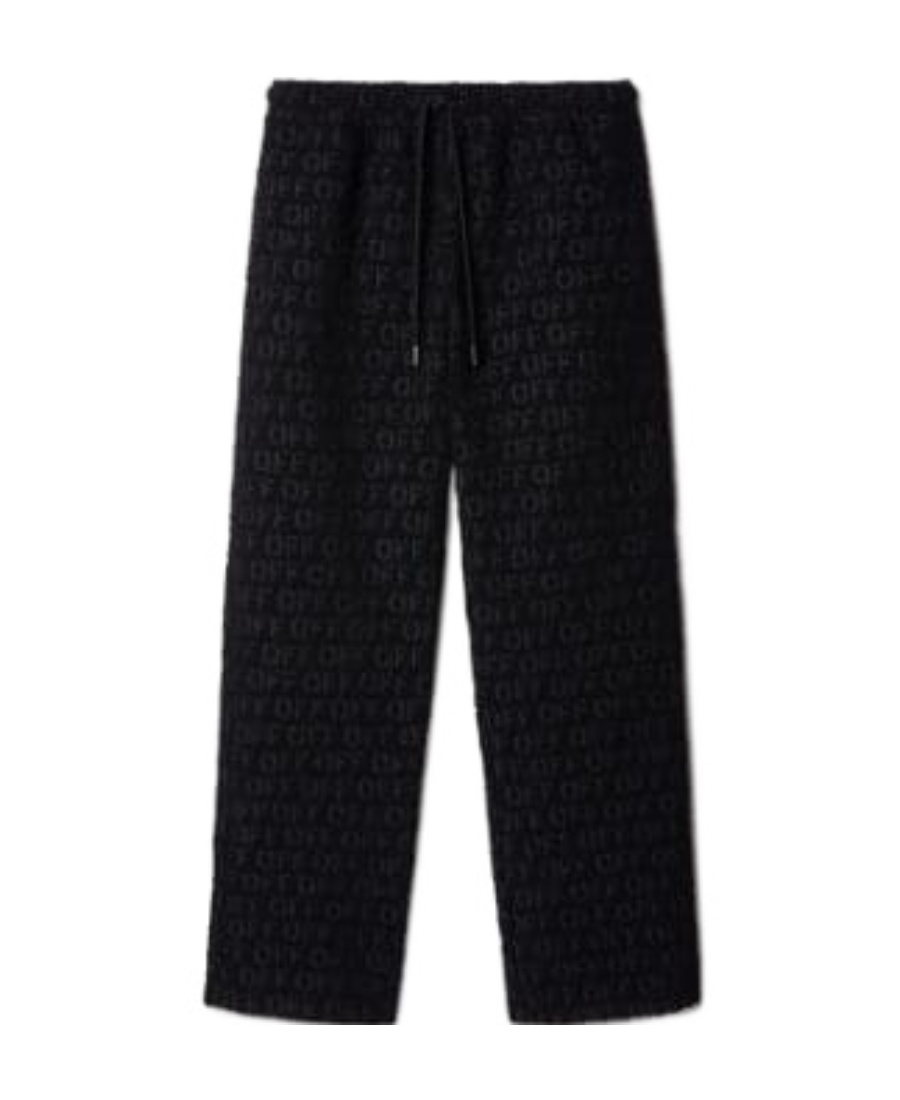 Off-white Logo-jacquard Bouclé Trousers In Black