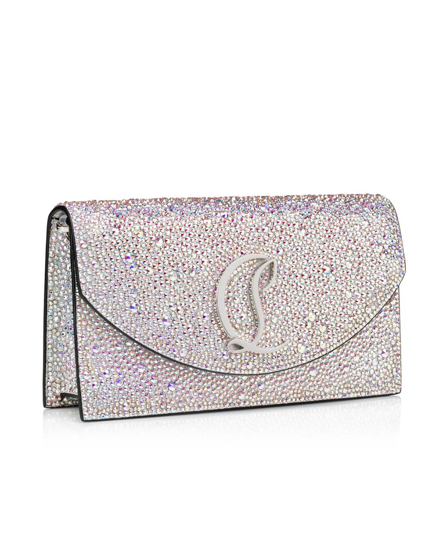 Christian Louboutin Loubi54 Small Glitter Chain Shoulder Bag In Gray