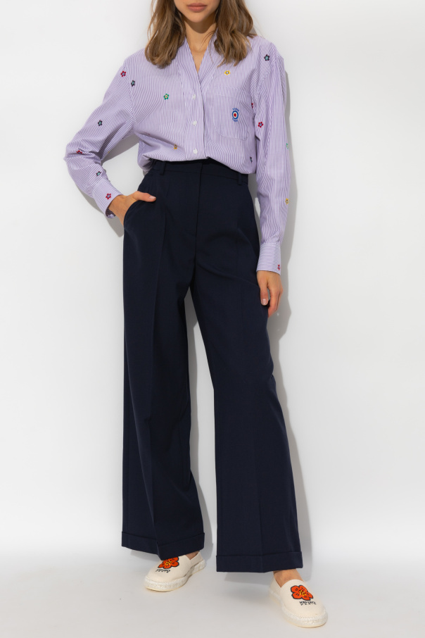 Kenzo Flared Cropped Trousers In Black