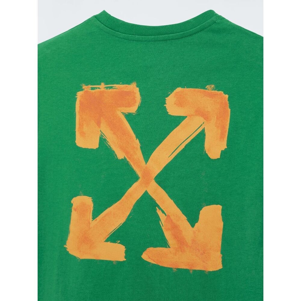 Off-white Script-logo Cotton T-shirt In Green
