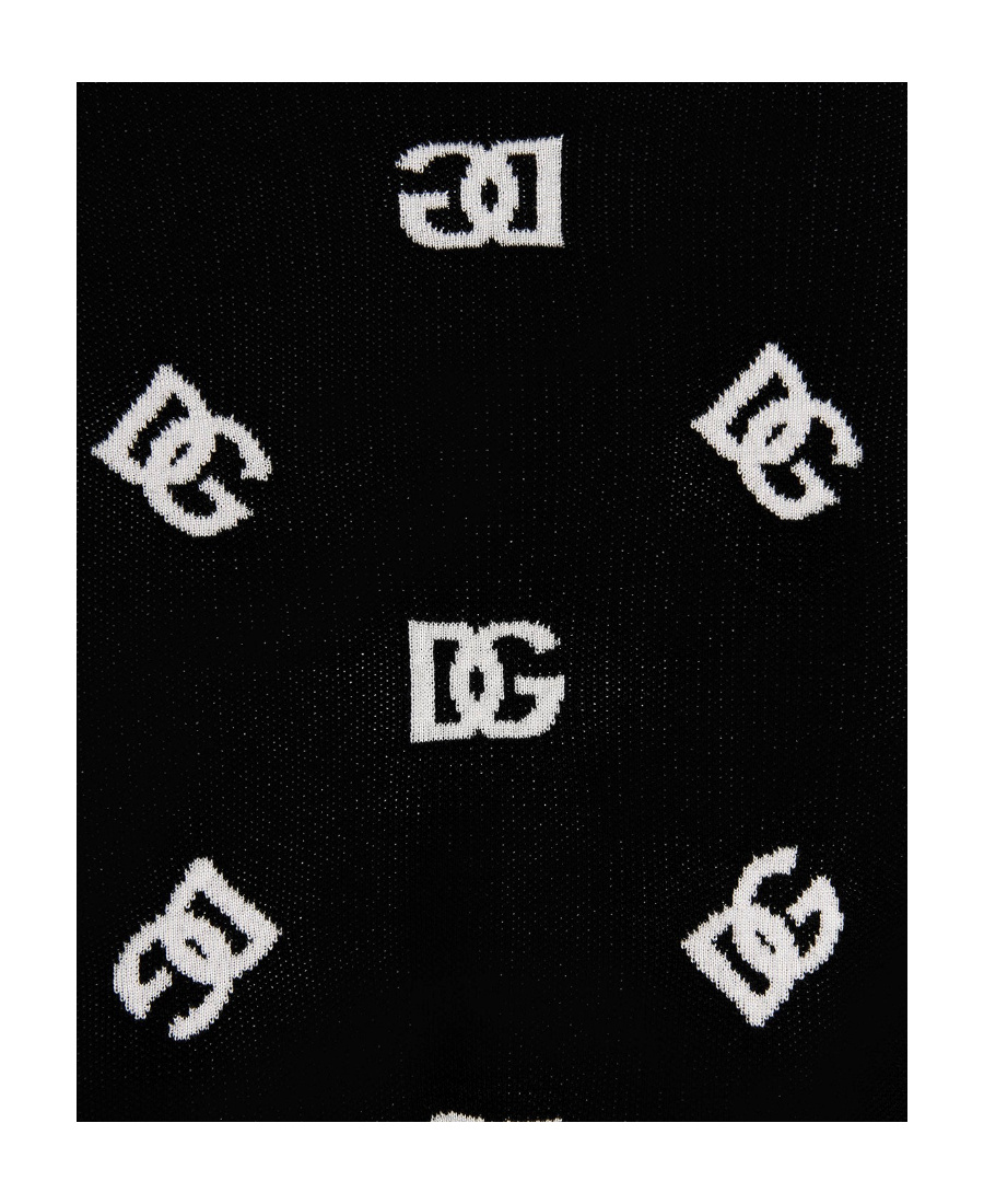 Dolce & Gabbana Dg-logo Jacquard Wool-silk Jumper In Black