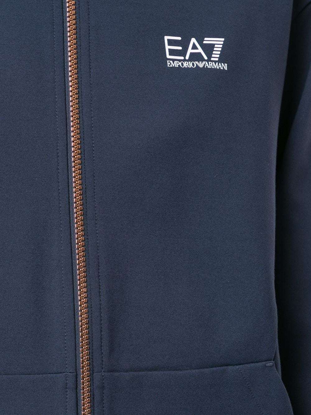 EA7 LOGO RIBBON ZIPPER WITH HAT CASUAL JACKET 