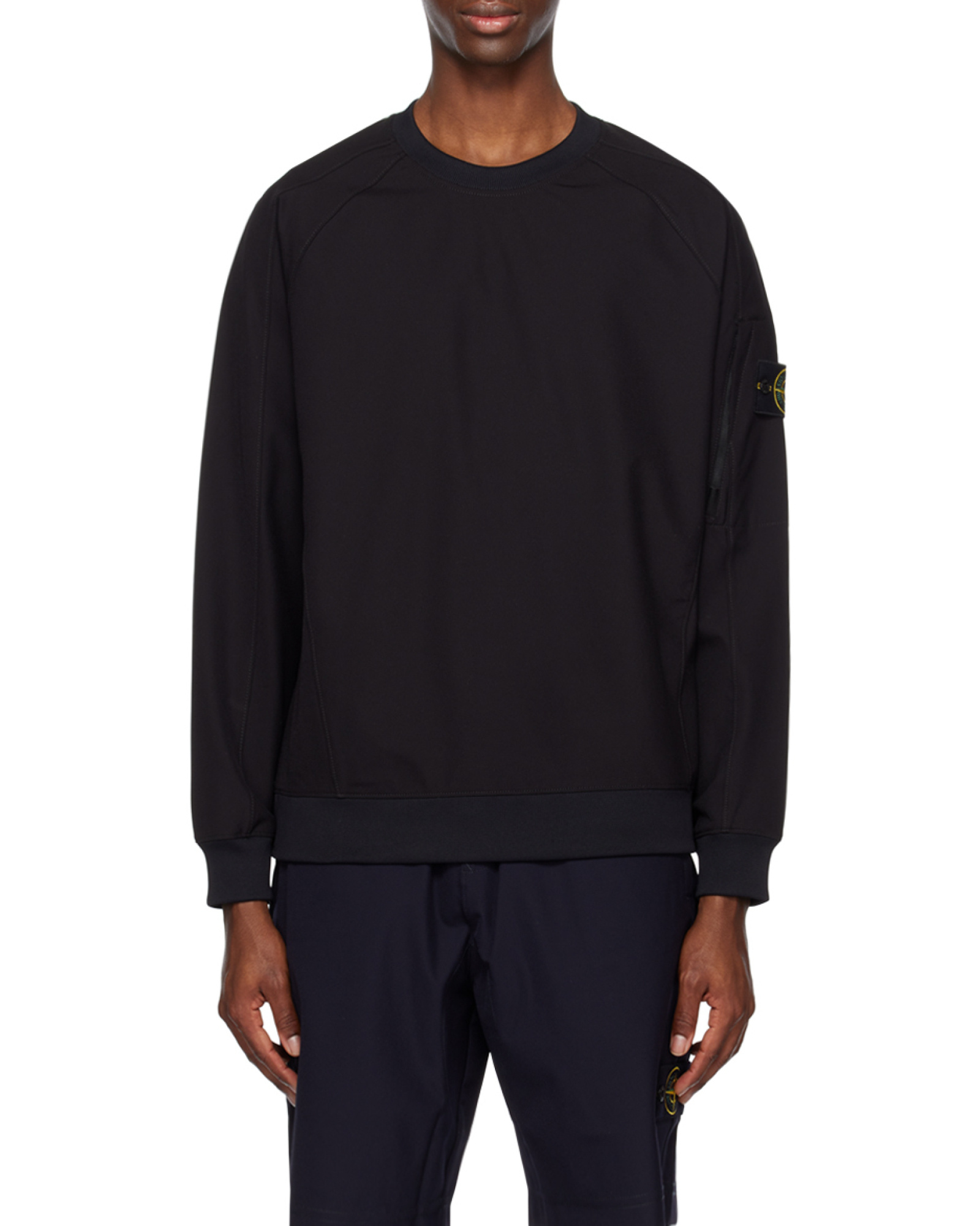 Shop Stone Island Compass-motif Long-sleeved Sweatshirt In Black