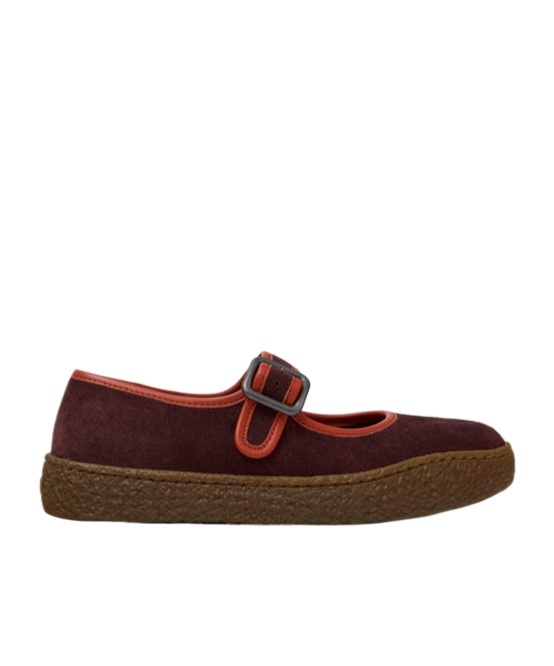 Camper Round-toe Flat Shoes In Burgundy