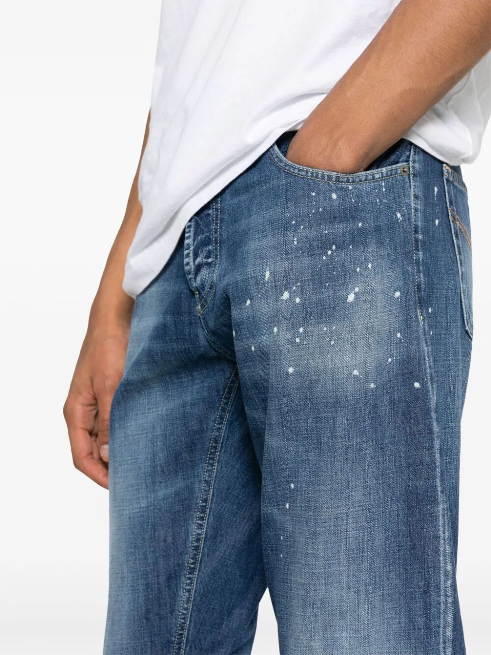 Dondup Distressed Five-pocket Jeans Belt Loops In Blue