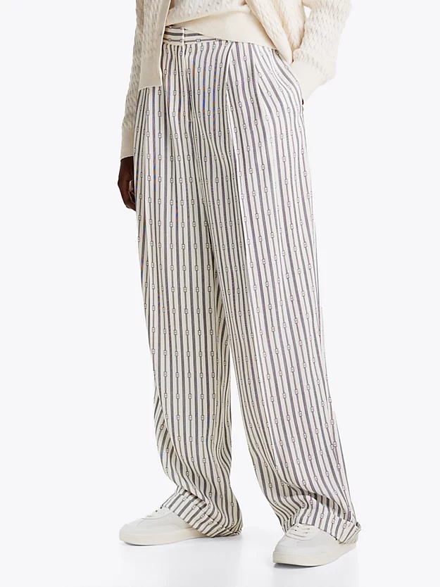 Tommy Hilfiger Straight Striped Pants In White
