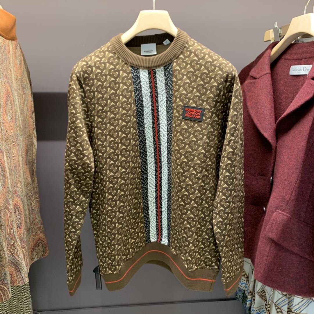 Burberry Monogram Stripe Print Cotton Oversized Sweatshirt In Multicolor
