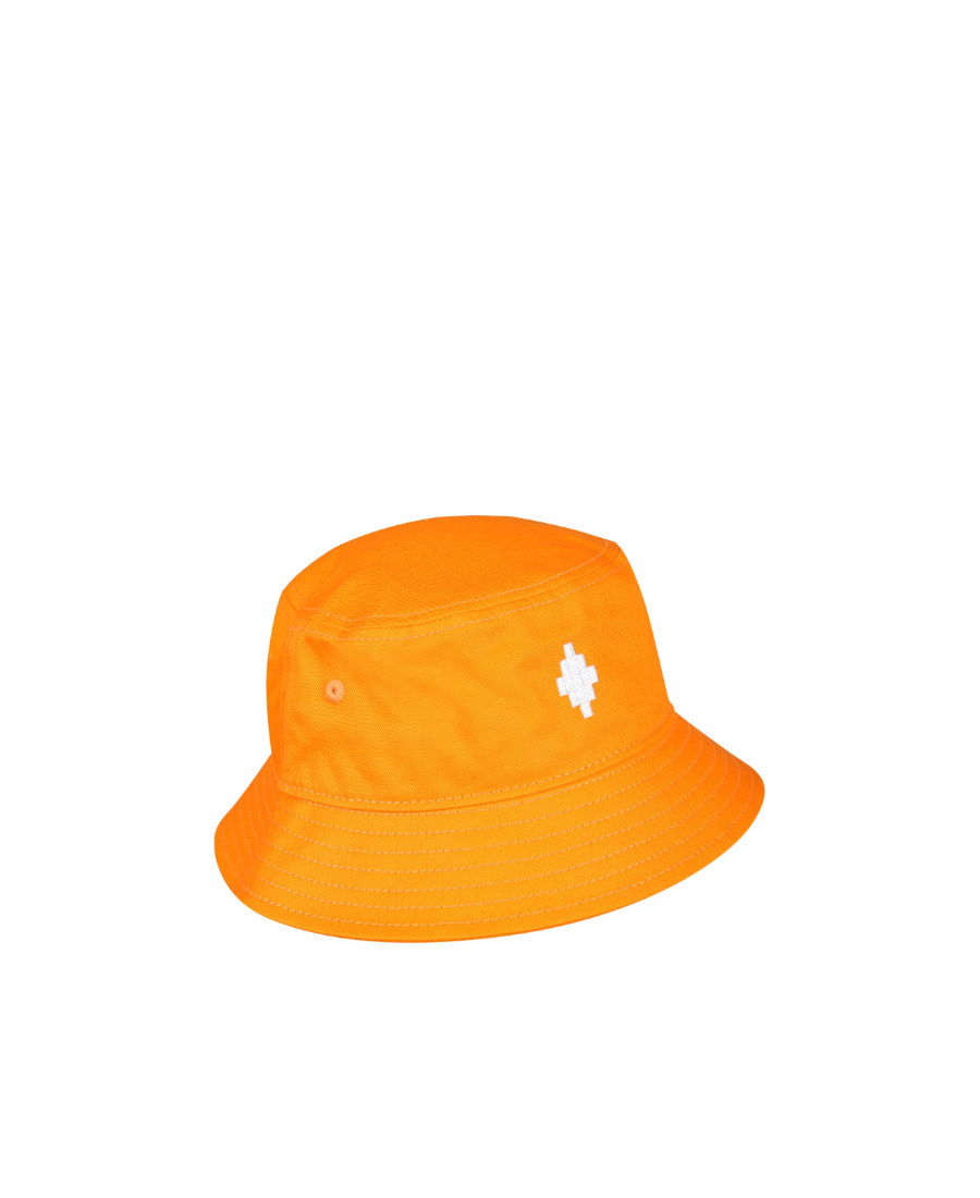 Shop Marcelo Burlon County Of Milan Logo-embroidered Cotton Sun Hat In Orange