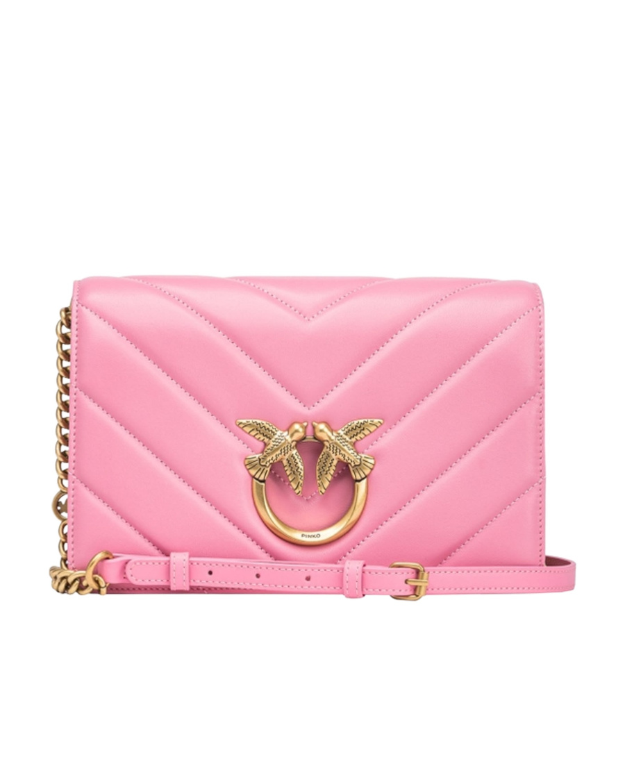 PINKO PINKO LOVE QUILTED CHAIN-LINKED SHOULDER BAG