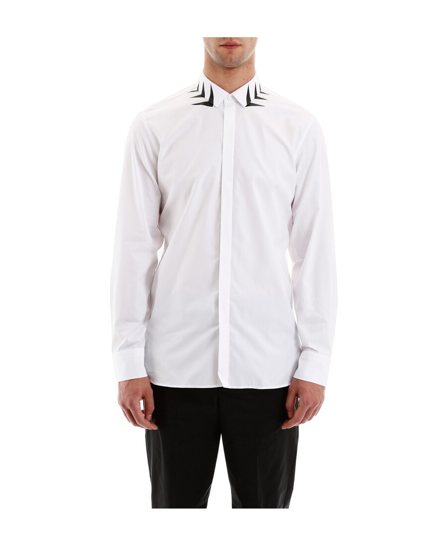 Neil Barrett Printed Collar Shirt In White