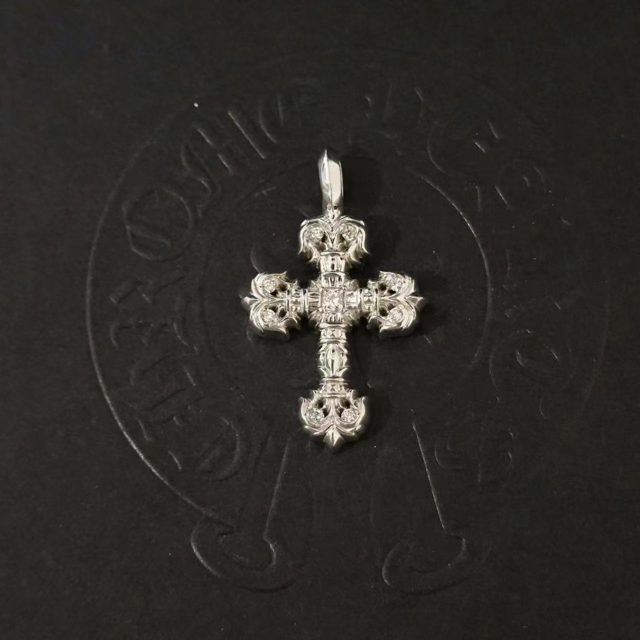 Chrome Hearts 9 Diamond Flame Cross Pendant In Metallic