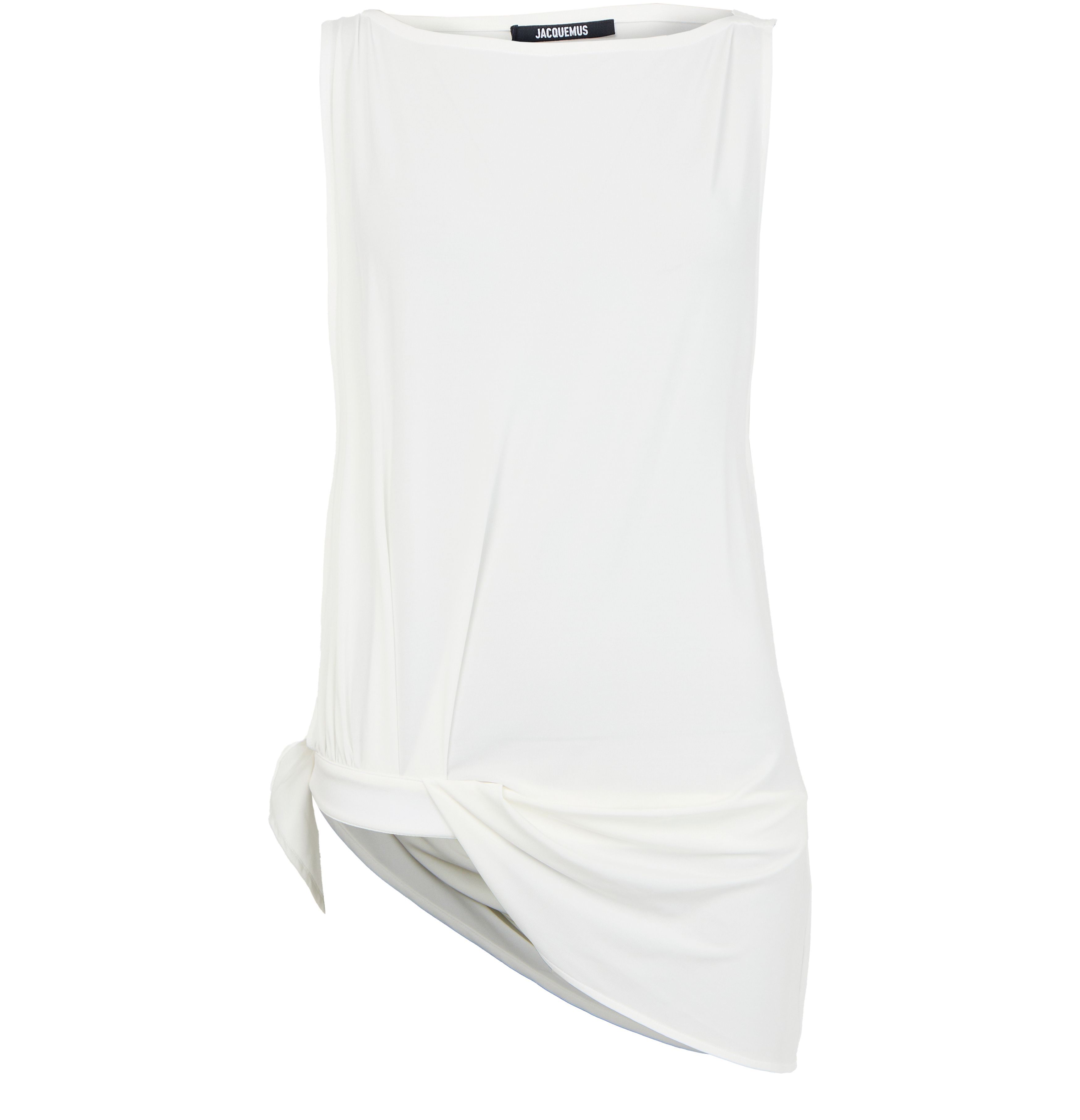 Jacquemus Le Haut Peplo White Top With Square Neck And Cut-out On The Side In Viscose Blend Woman In White