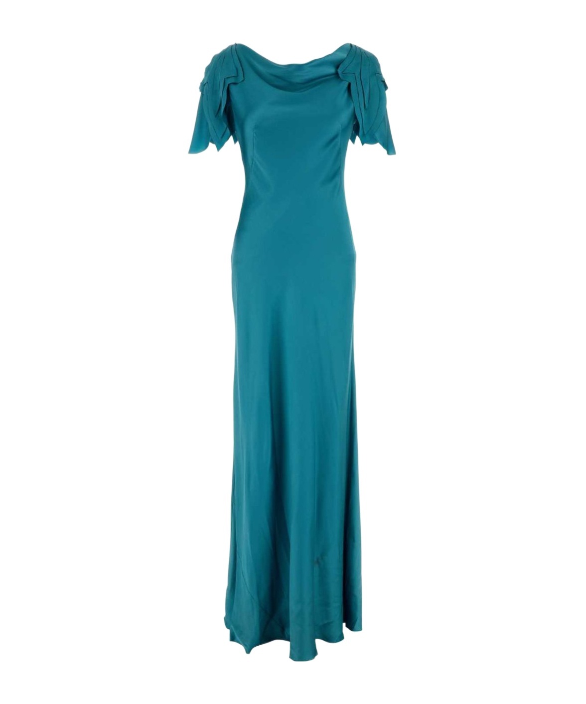 Alberta Ferretti Alberta Ferreti Turquoise Satin Long Dress In Blue