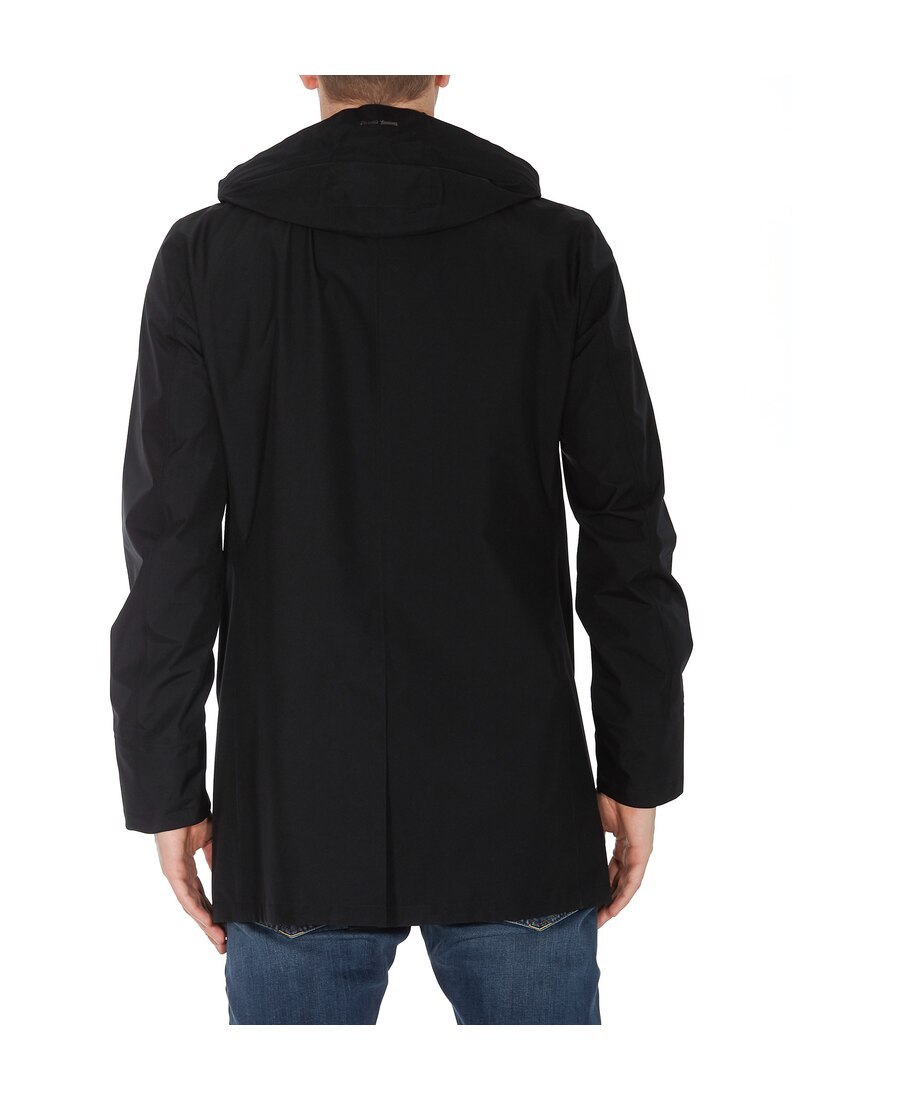 Herno Lightweight Hooded Raffia Jacket For Men In Black