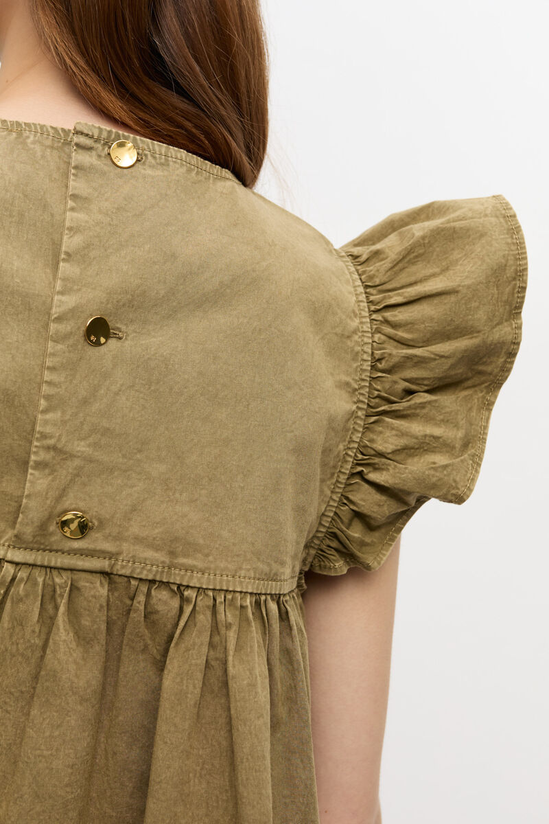 Ganni Ruffled Flared Top In Green
