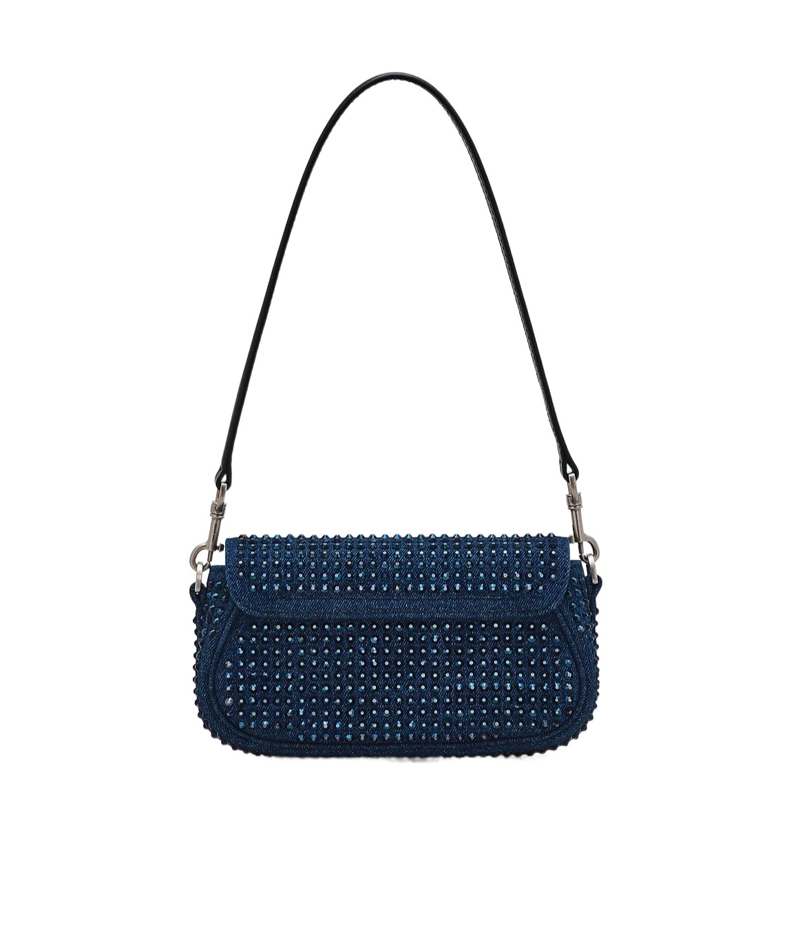 Marc Jacobs The Crystal Denim Clover Shoulder Bag In Black