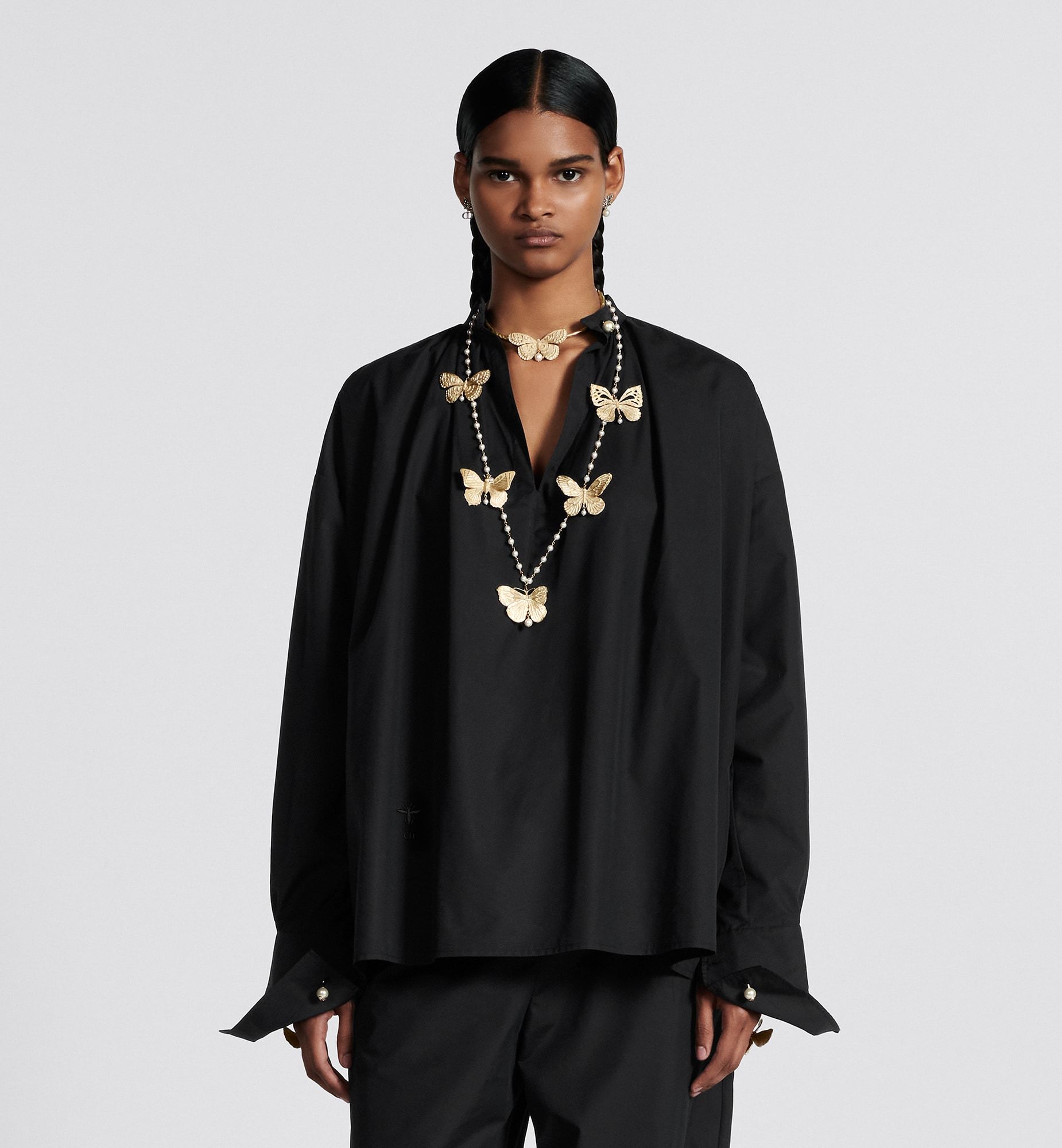 Dior Little Bee Embroidered Shirt In Black