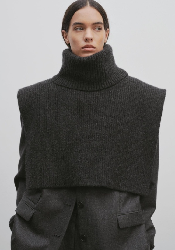 The Row Emmit Roll-neck Cashmere Collar In Gray