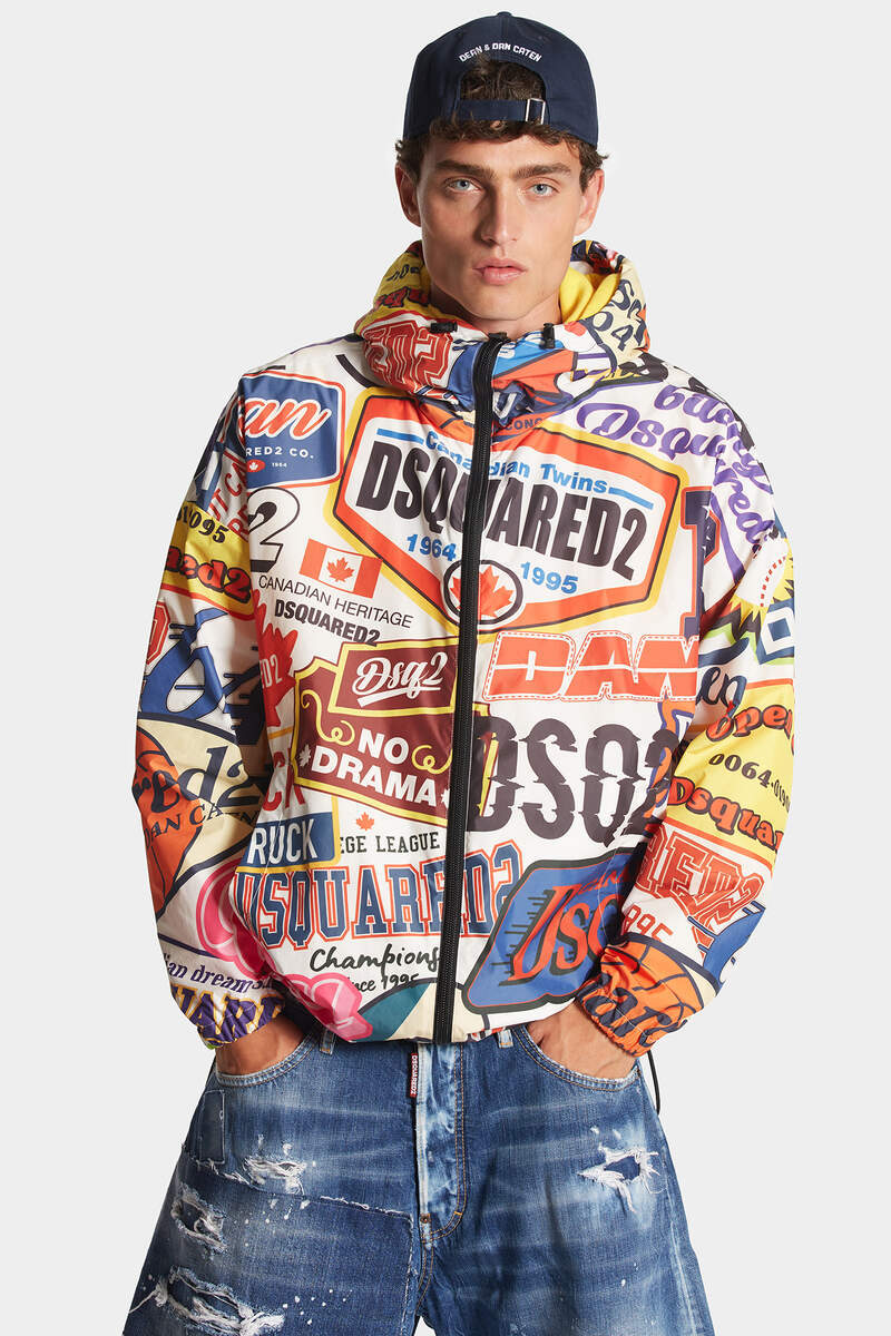 Dsquared2 Graphic-print Hooded Jacket In Multicolor
