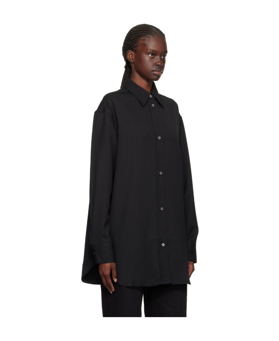 Studio Nicholson Lapel Long-sleeved Shirt In Black