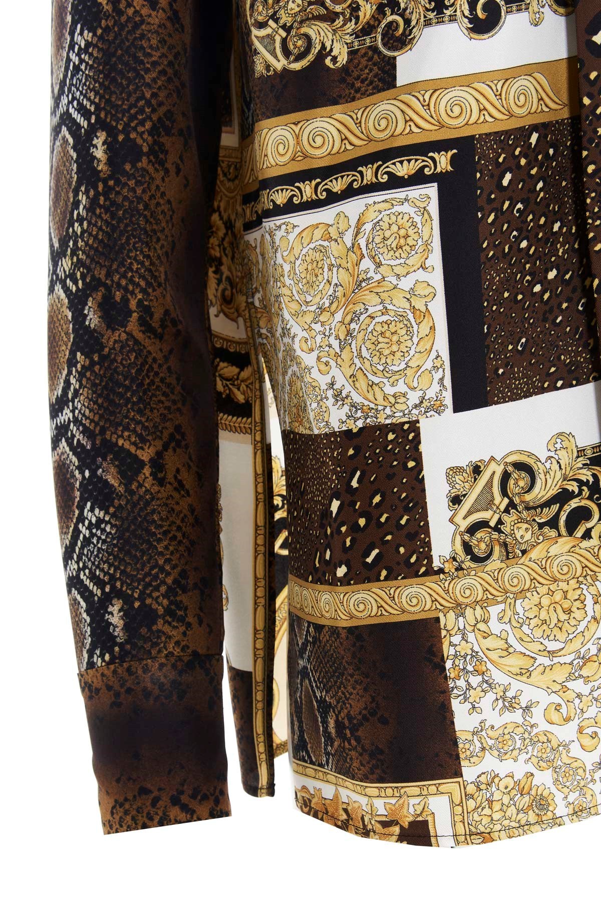 Versace Printed Pussy-bow Blouse In Green