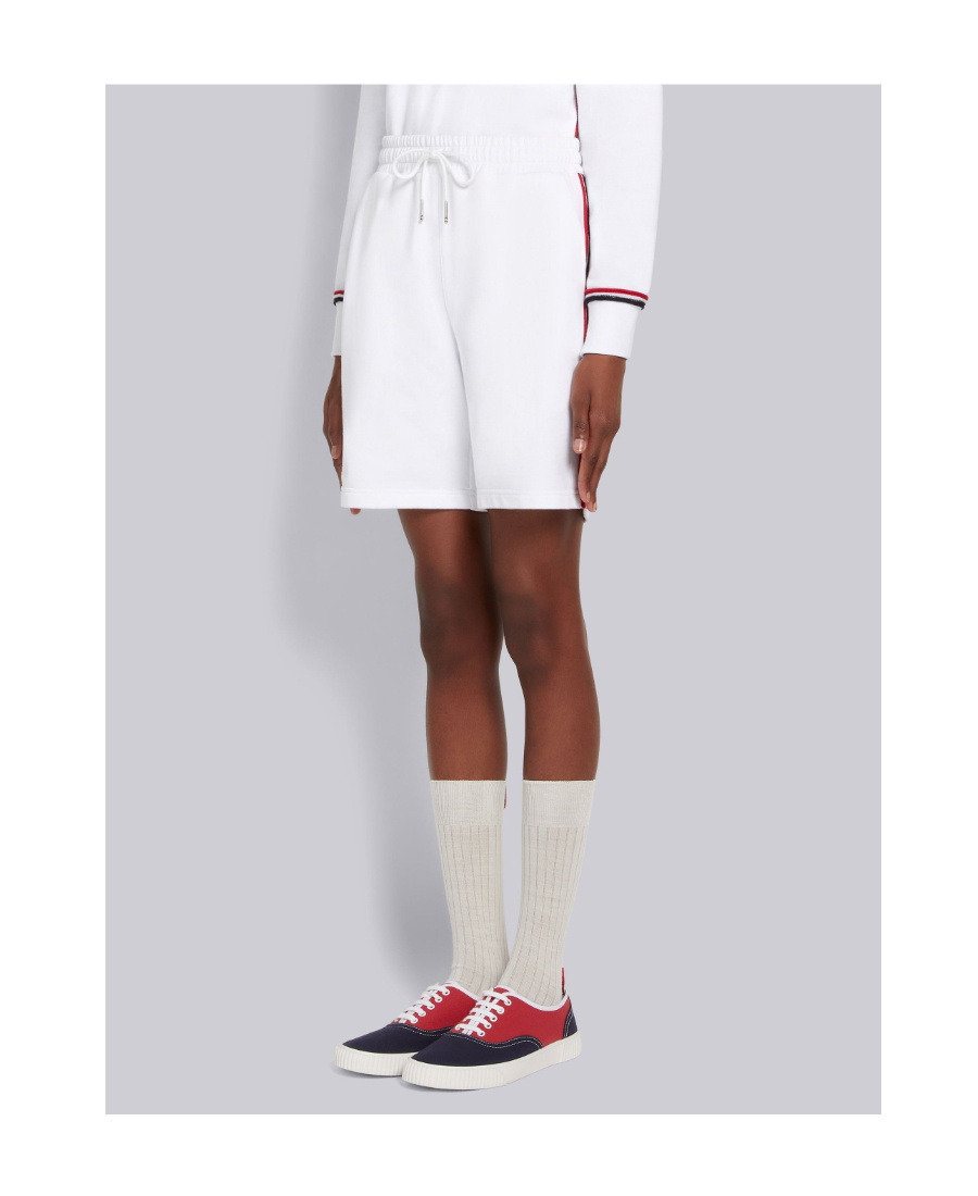 Shop Thom Browne Rwb-stripe Track Shorts In White