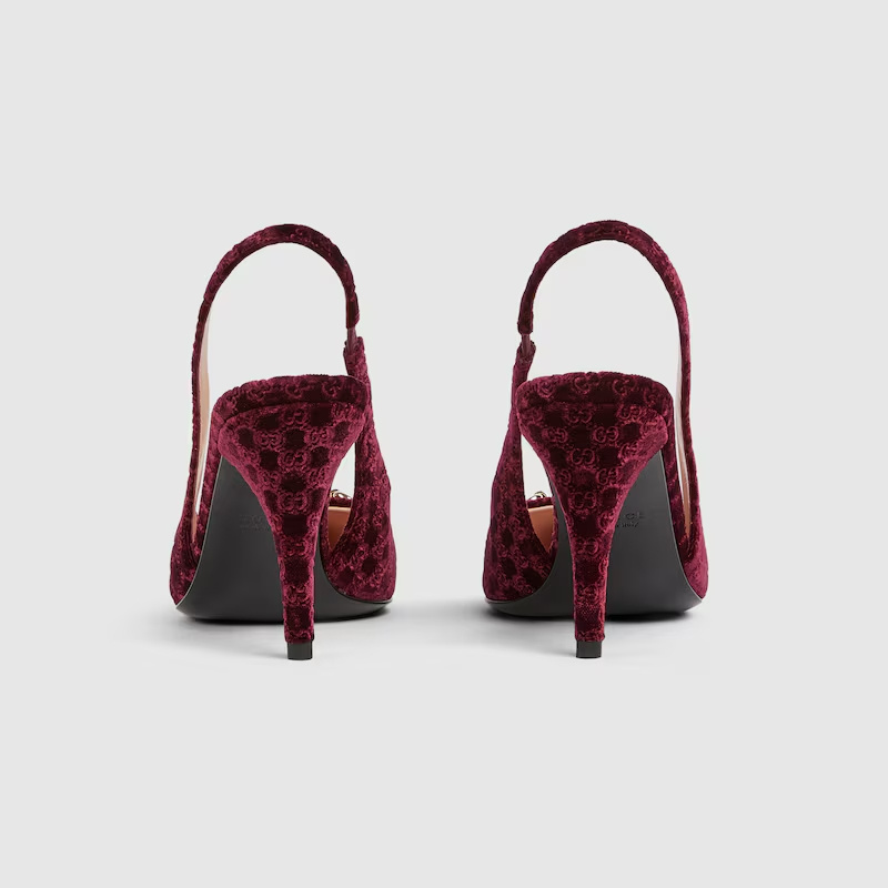 Gucci Burgundy Slingback Pumps With Horsebit In Burgundy