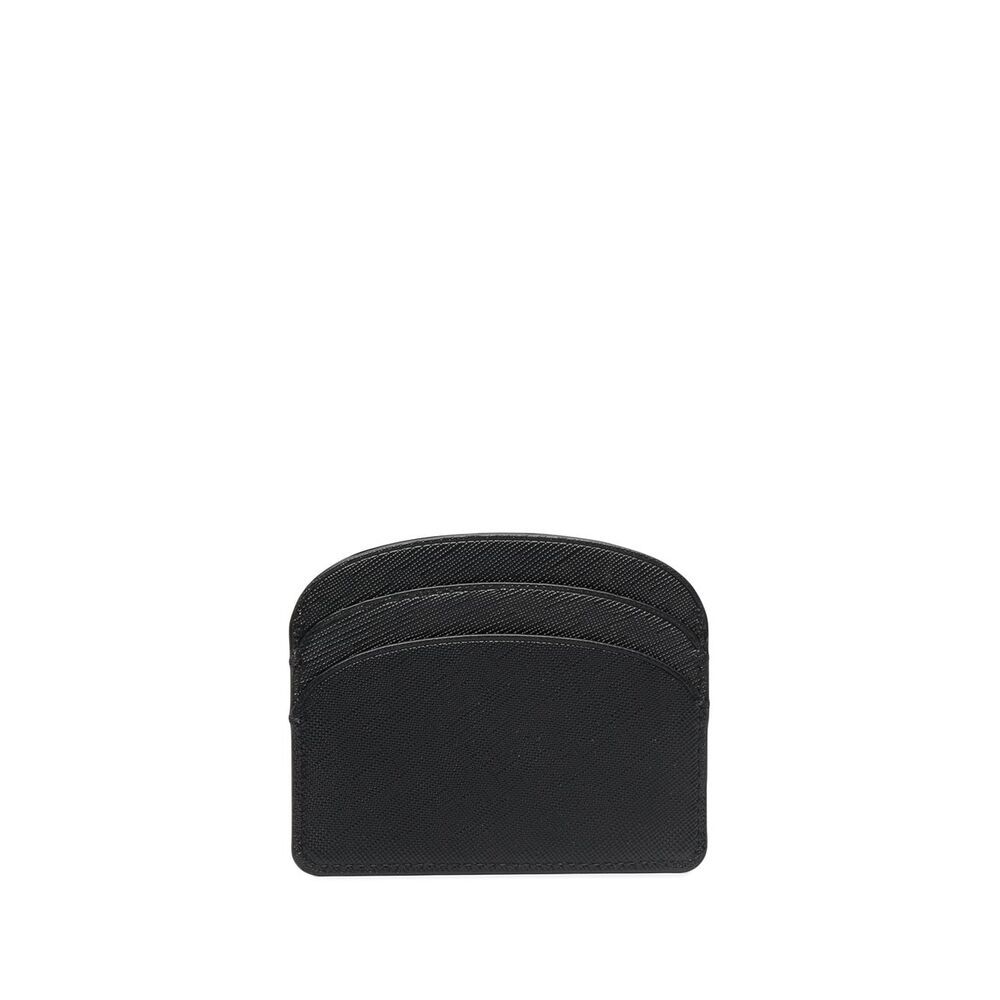 Apc Demi-lune Leather Cardholder In Black