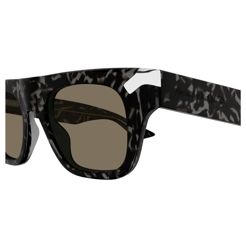 Alexander Mcqueen Tortoiseshell Square-frame Sunglasses In Black