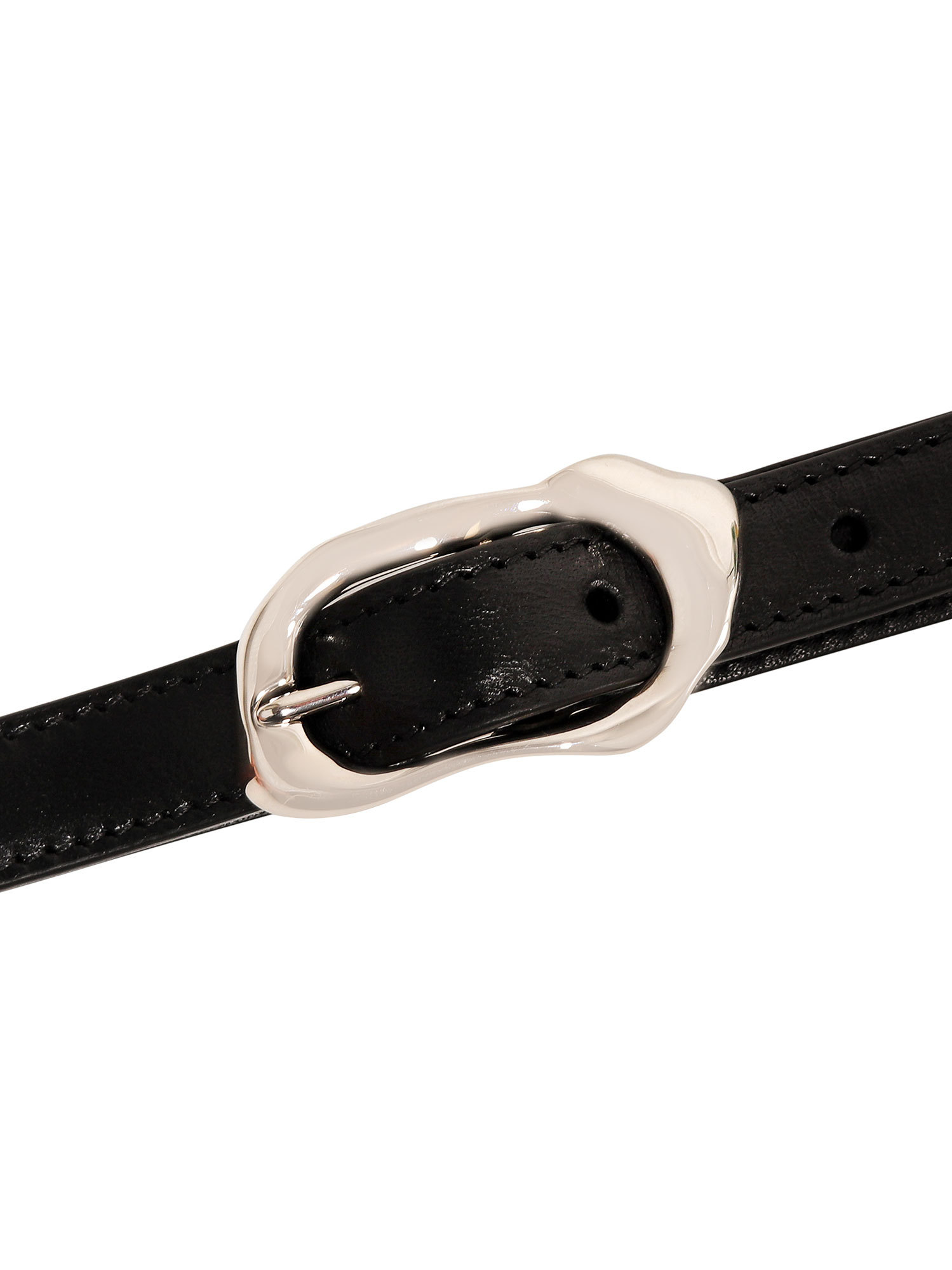 Alexander Mcqueen Molten Thin Leather Belt In Black