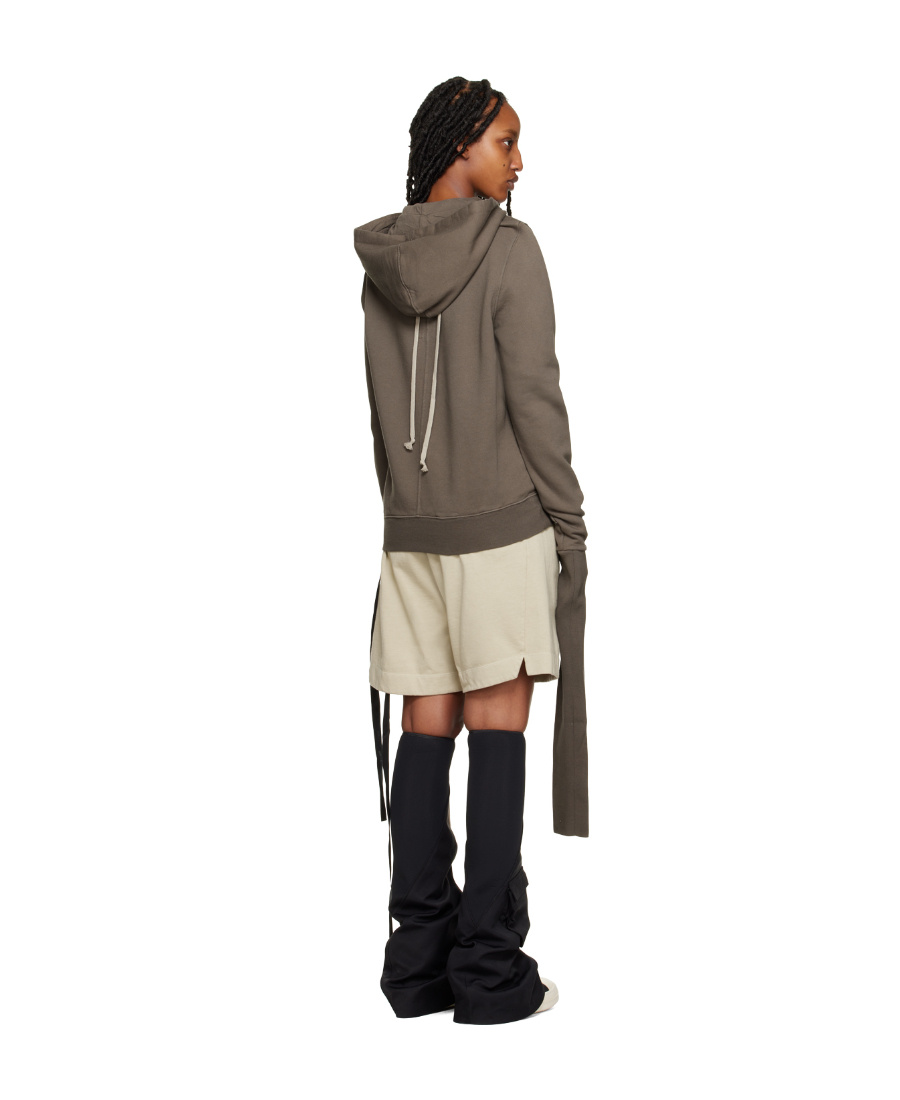 Rick Owens Drkshdw Grab Velvet Hooded Sweater In Brown