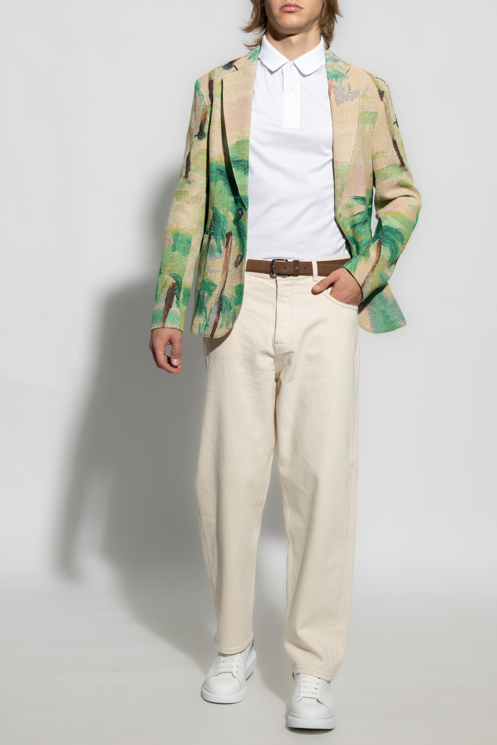 Emporio Armani All-over Print Blazer In Nude