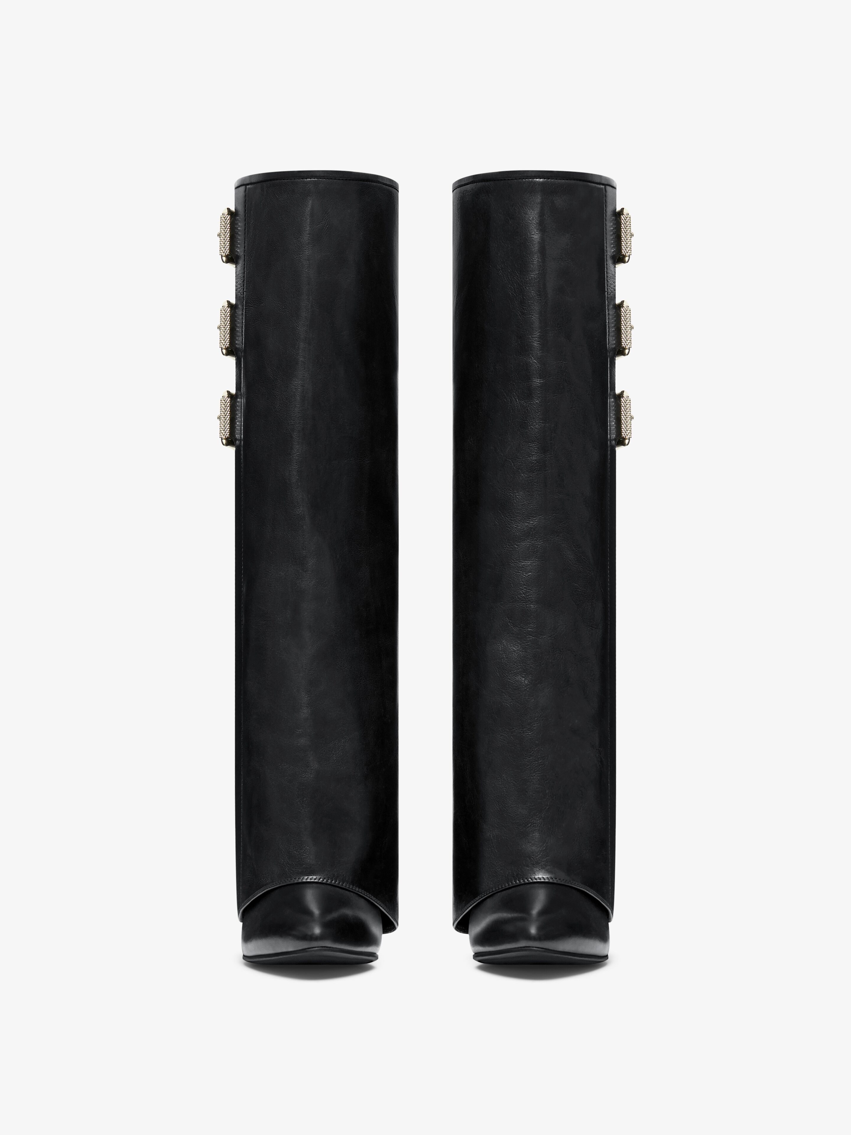Shop Givenchy Shark Lock Buckles Boots In Leather
