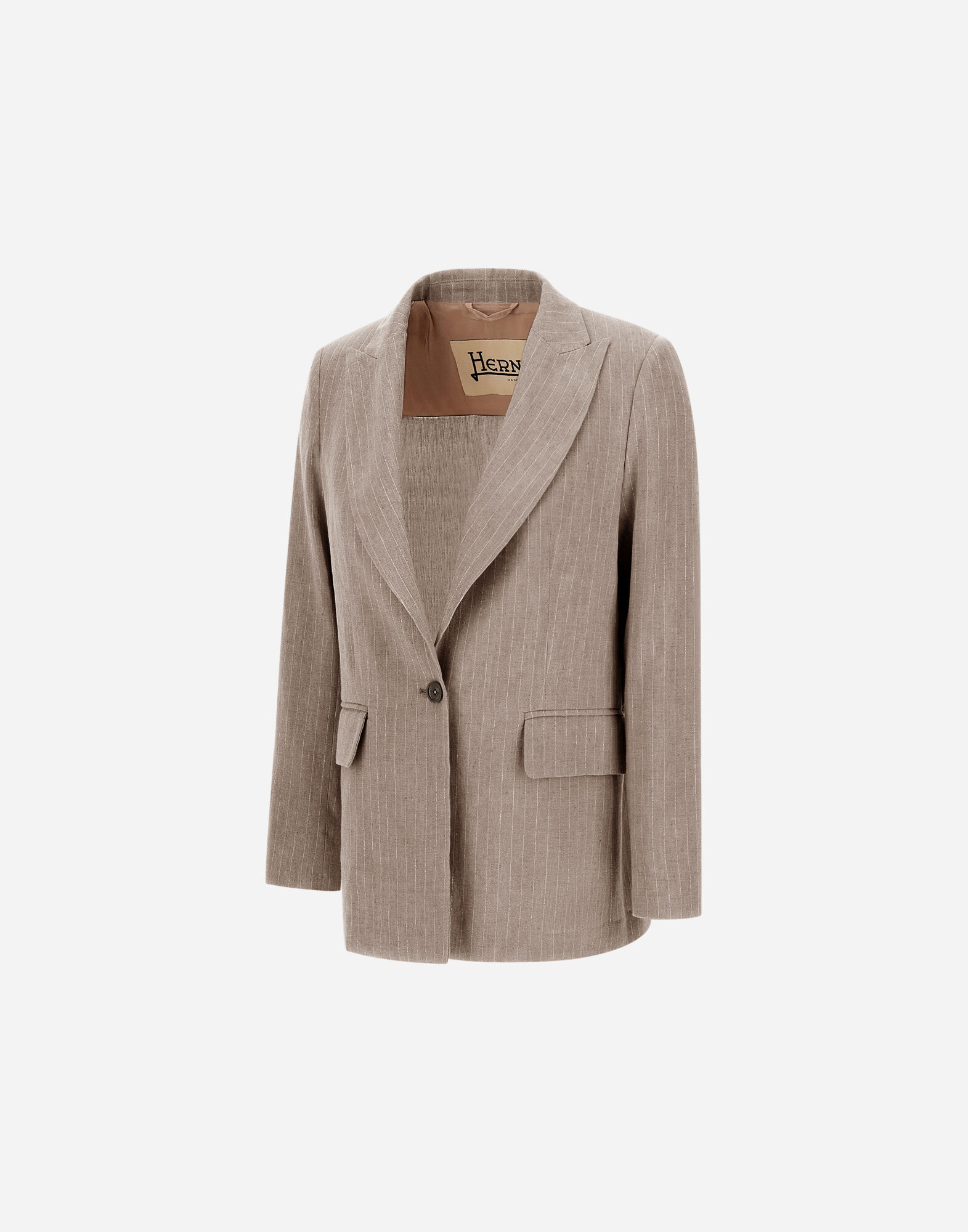 Herno Single-breasted Tailored Jacket In Brown