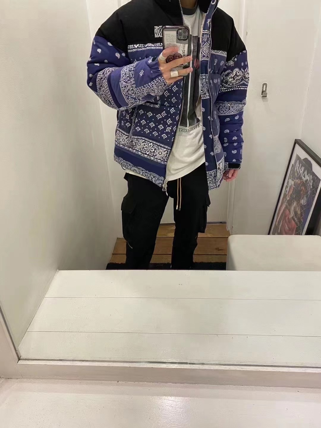 Shop Readymade Bandana-print Puffer Jacket In Black