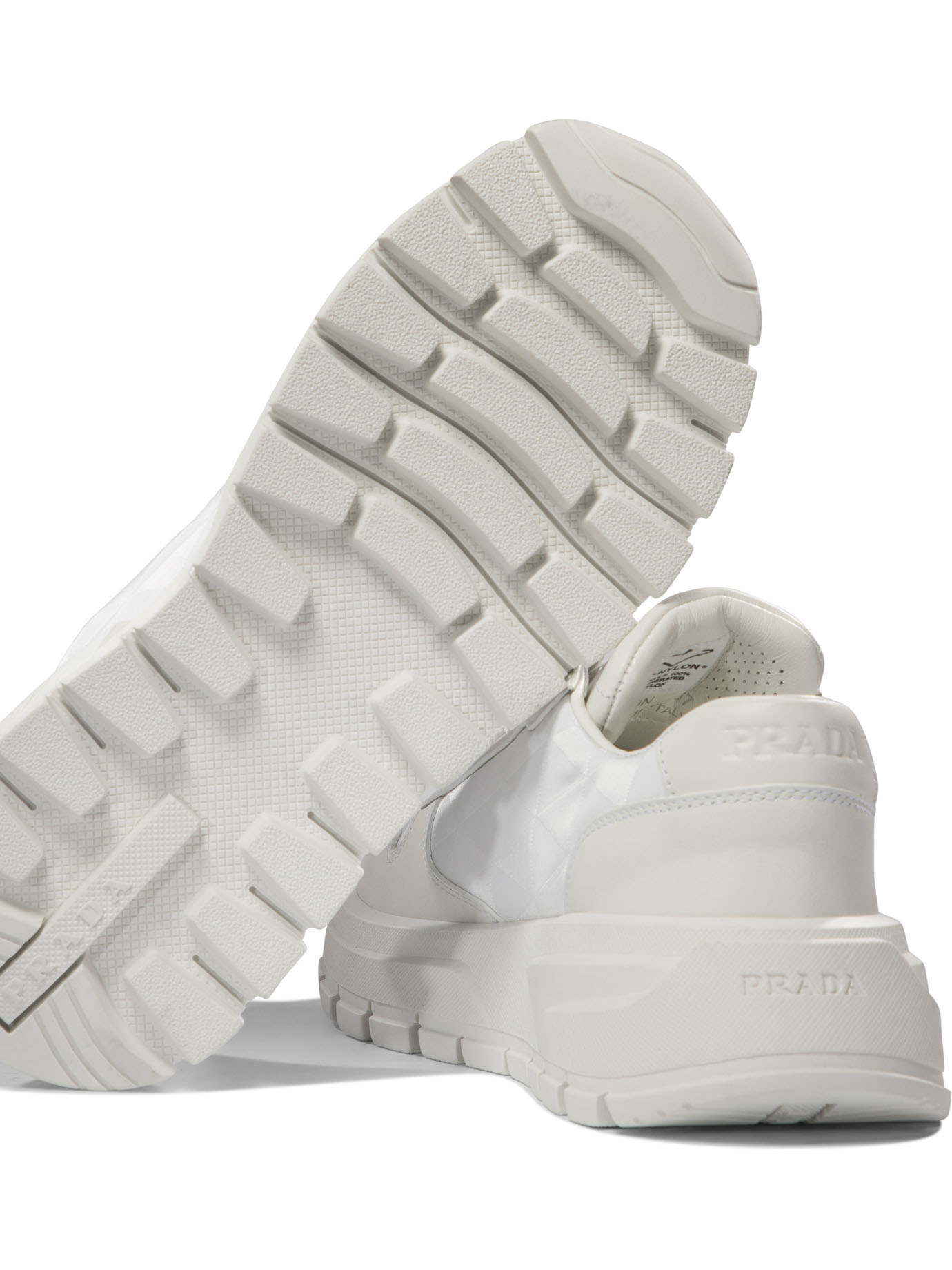 Prada Triangle-logo Lace-up Sneakers In White