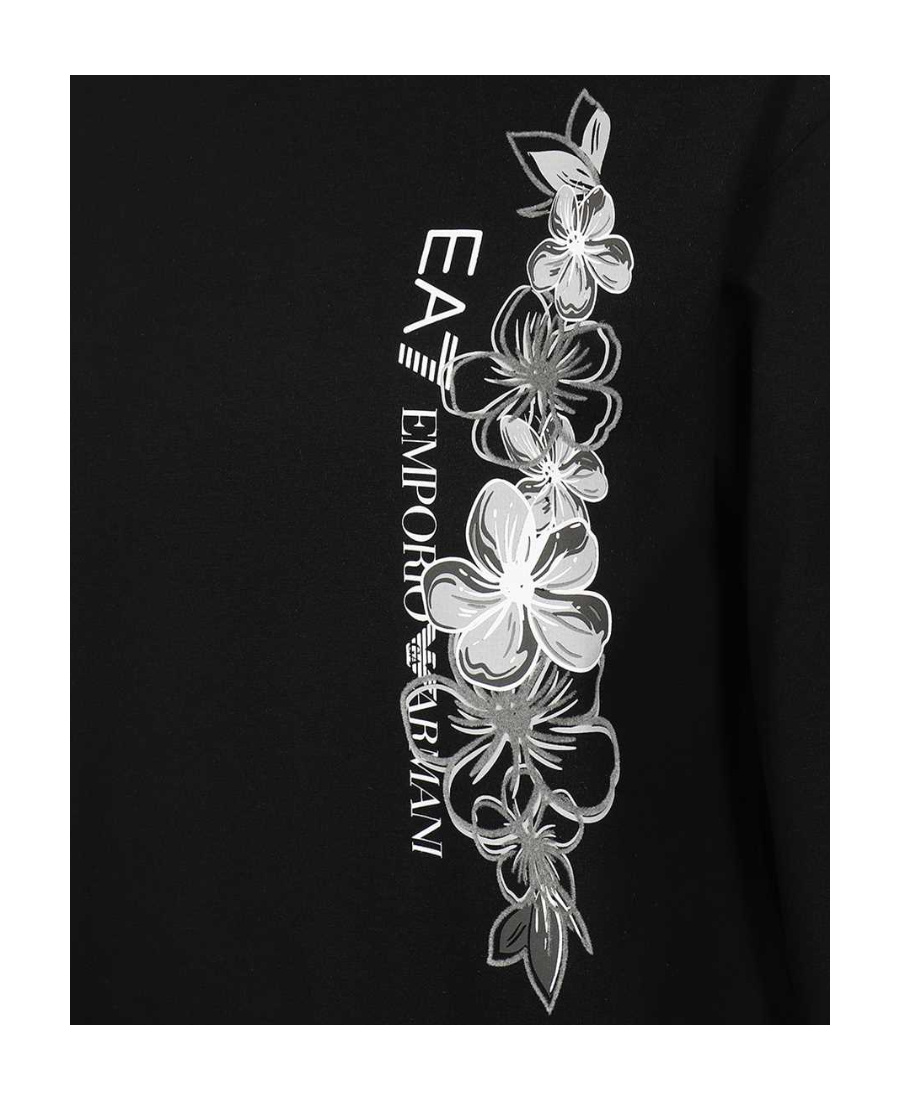 EA7 FLORAL-PRINT COTTON SWEATSHIRT 