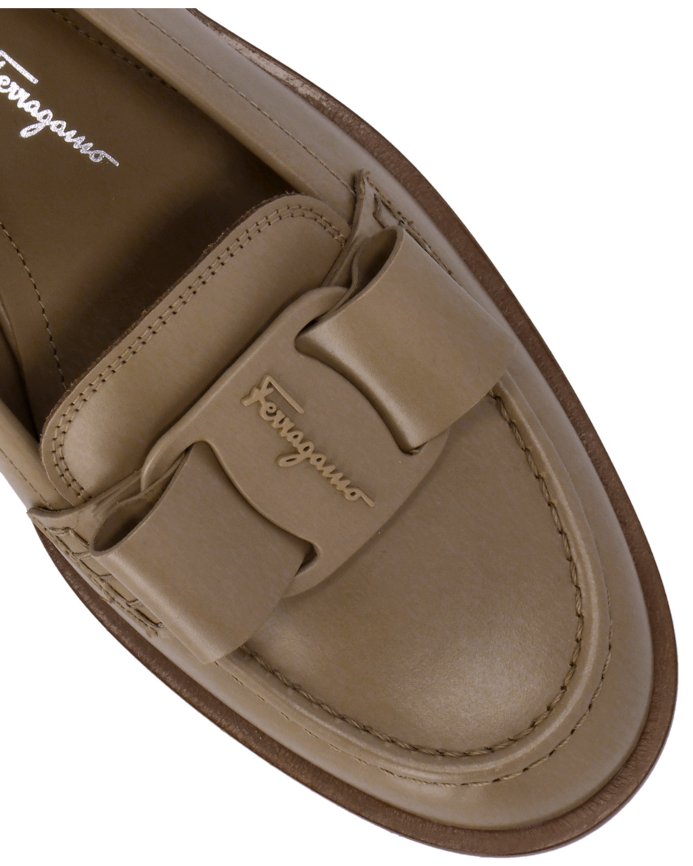 Ferragamo Logo Love Shoes In Brown