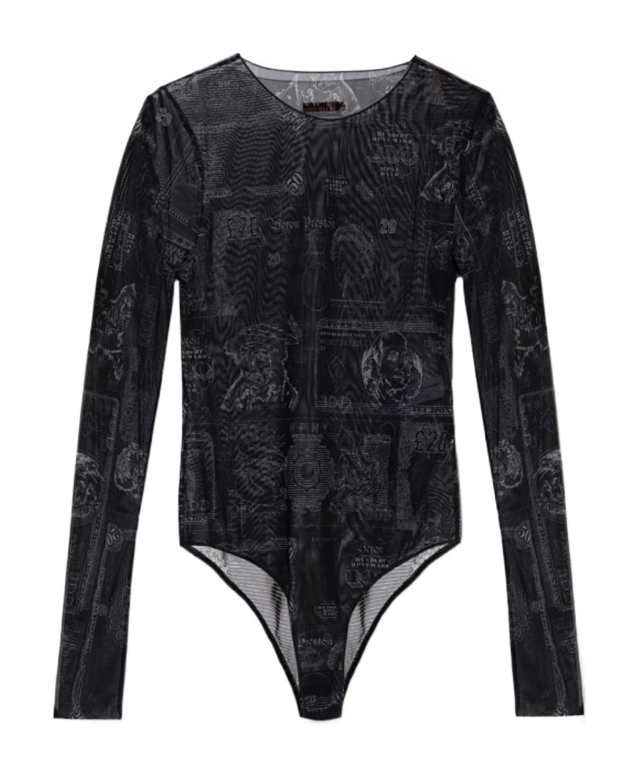Heron Preston Long-sleeved Round-neck Jumpsuit In Black