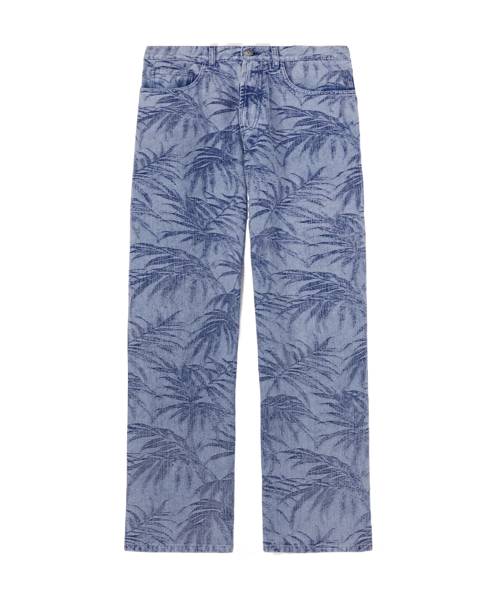 Palm Angels Palm Jacqured Denim Pants In Blue