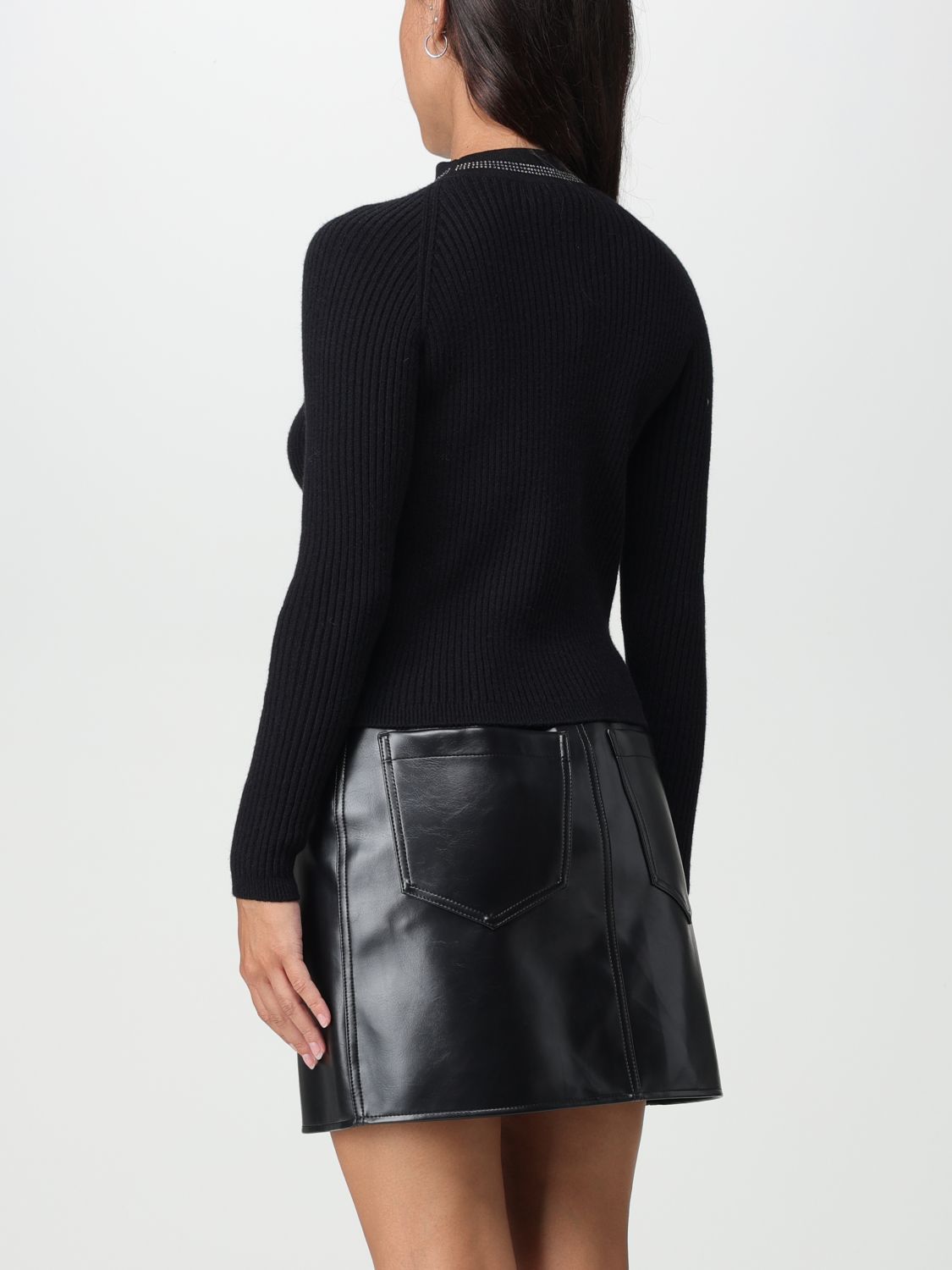 Gcds Bling Rhinestone-embellished Knitted Top In Black